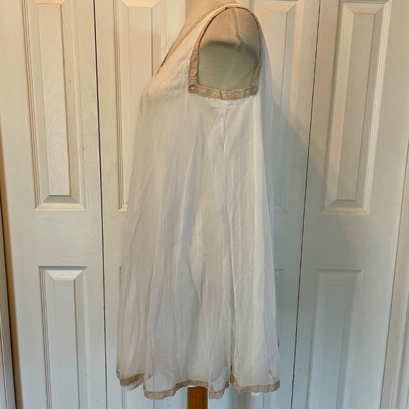 Elegant White Shear Chiffon Sleeveless Babydoll Night Dress size Medium. - Picture 3 of 4